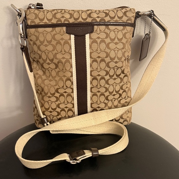 COACH Signature Stripe North/South Swingpack Crossbody Bag - Picture 3 of 13